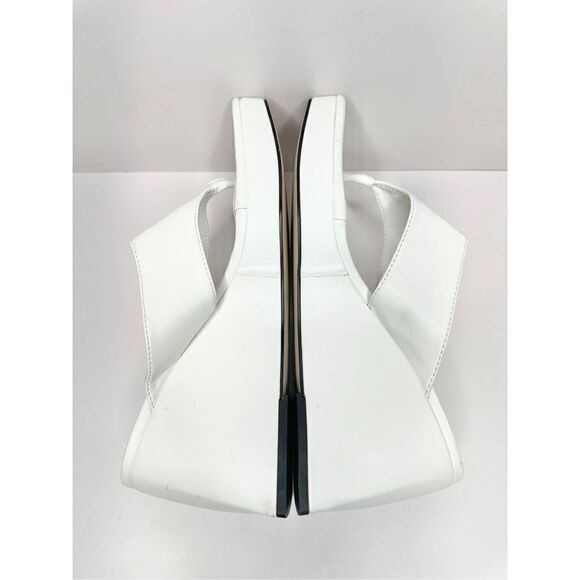 Circus by Sam Edelman Sandals Size 9.5 White Slip On Wedge Heel Square Toe - Picture 8 of 9